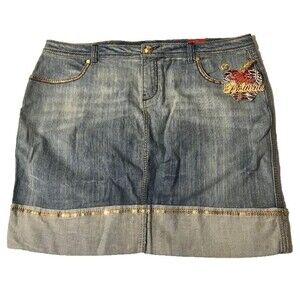 Apple Bottoms Y2K Women’s Size 18 Low Rise 4-Pocket Blue Denim Tribal Revival